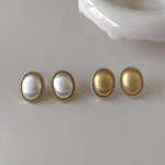 Two Color Tone Oval Earrings