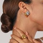 Gold And Sliver Color Stud Earrings
