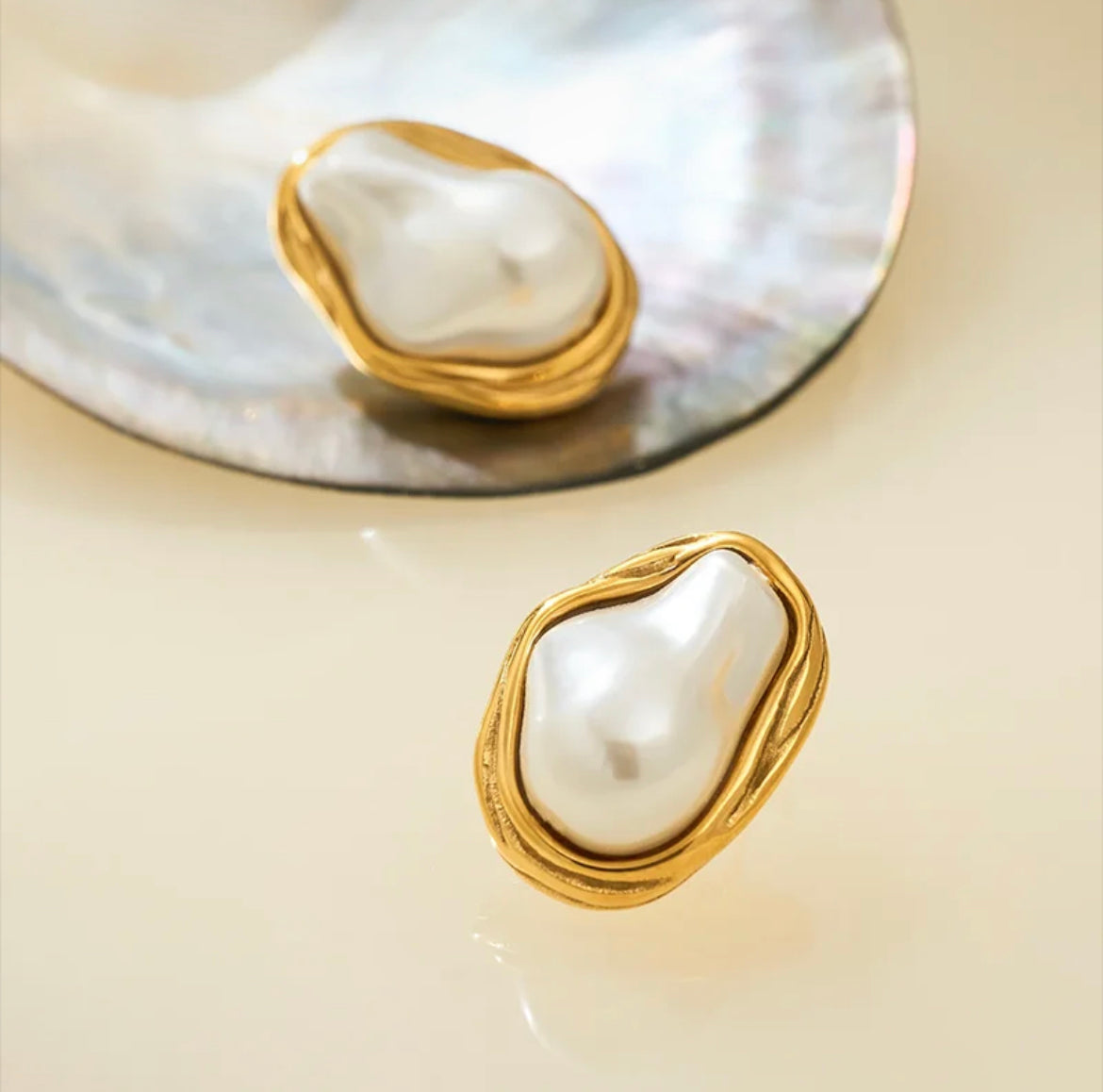 Pearl stud earrings