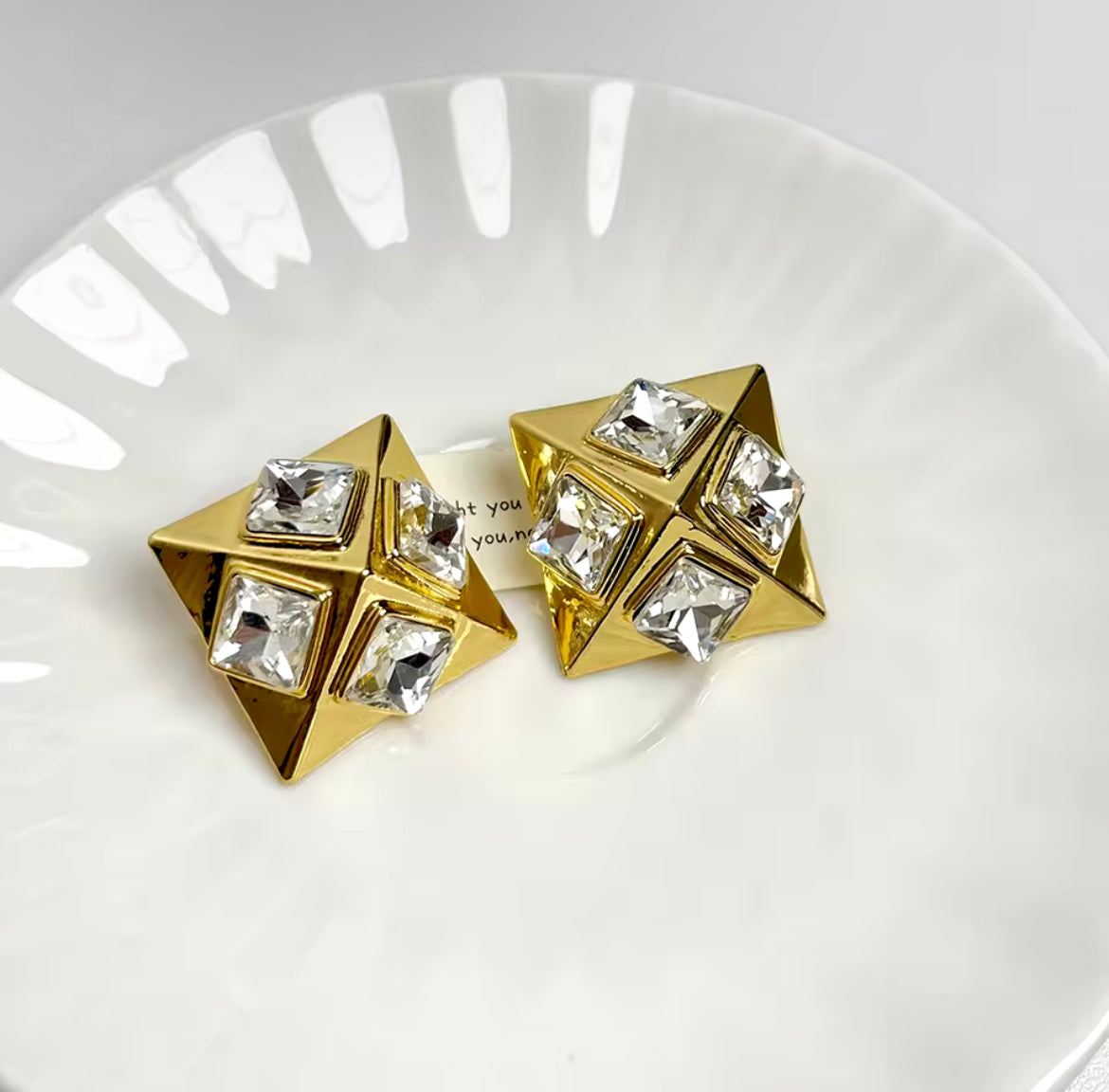Sparkling Square Earrings