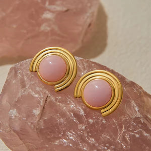 Pink Natural Stone Earrings