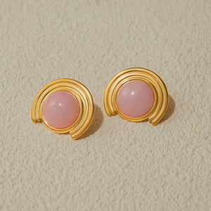 Pink Natural Stone Earrings