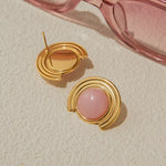 Pink Natural Stone Earrings