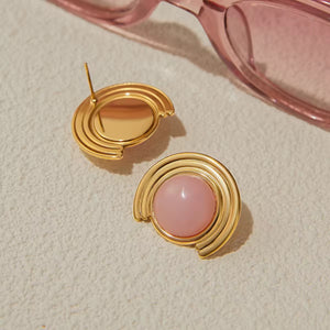 Pink Natural Stone Earrings