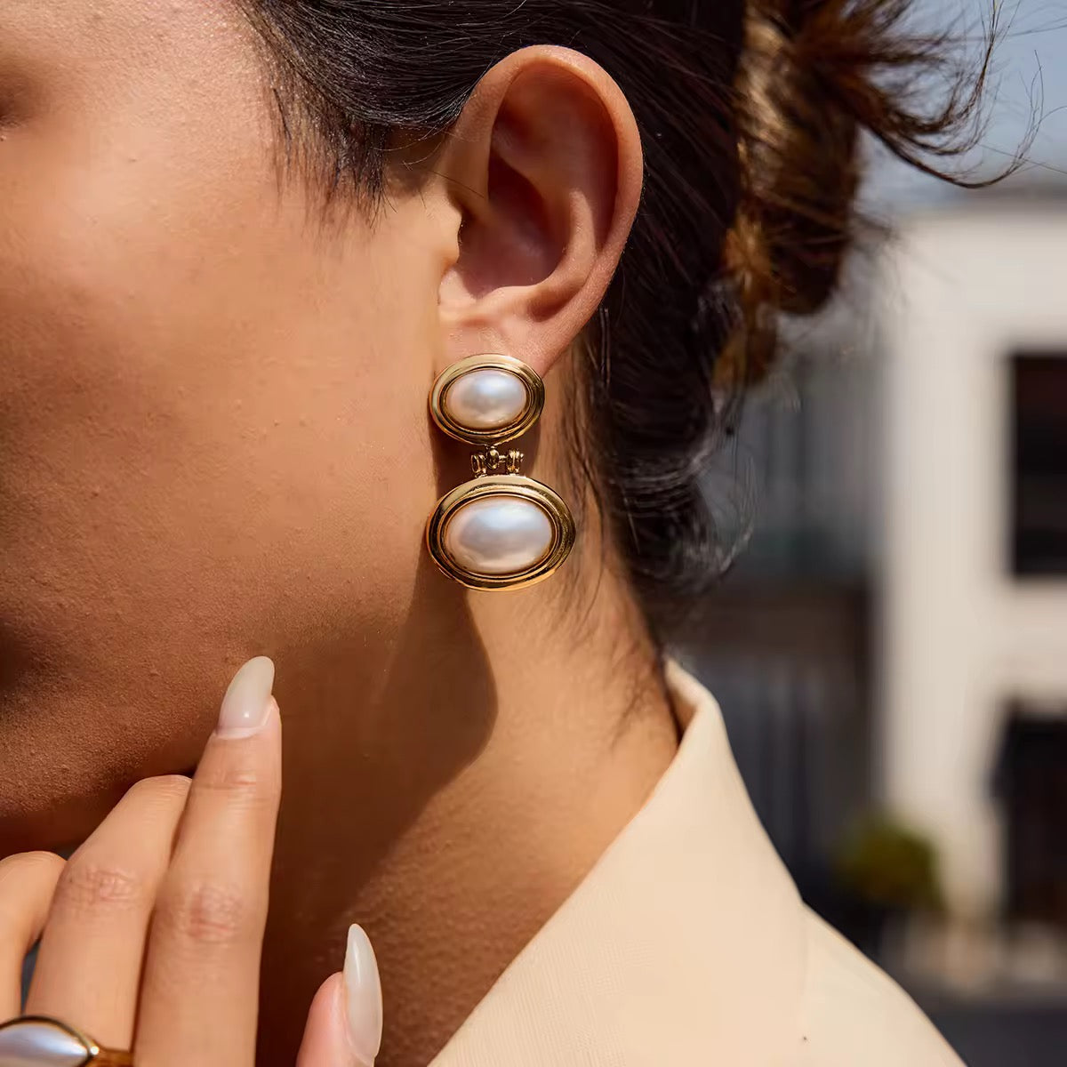 Double Pearl Earrings