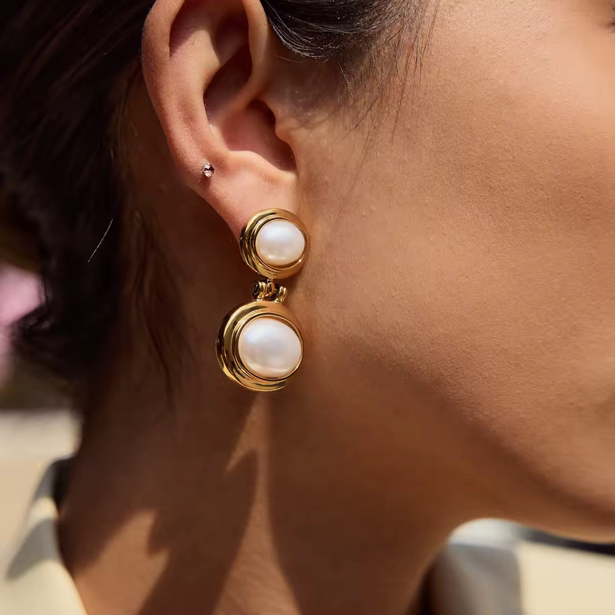 Double Pearl Earrings