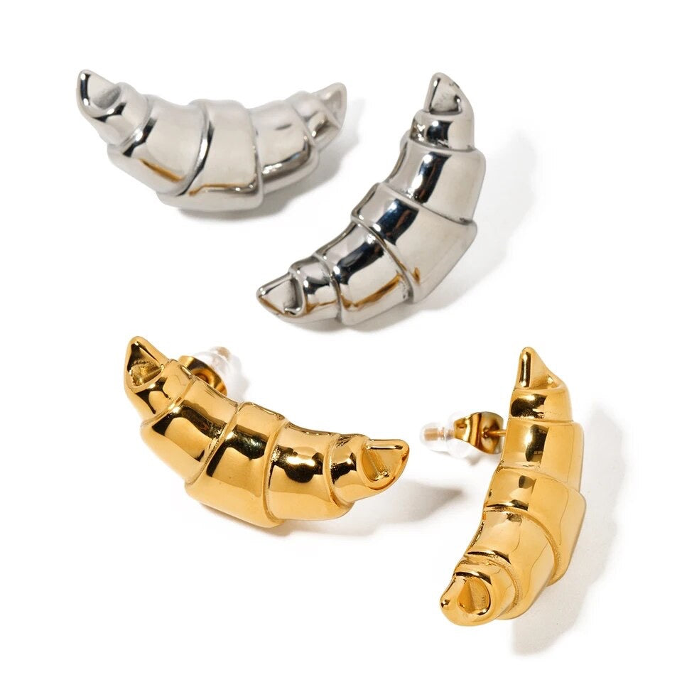 Horn Metal Chunky Earrings