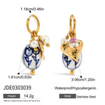 Ceramic Pendant Heart Pearl Earrings