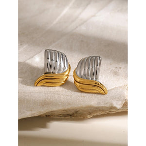Gold And Sliver Color Stud Earrings