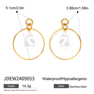 Circle Glass Pearl Earrings
