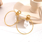 Circle Glass Pearl Earrings