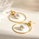 Circle Glass Pearl Earrings