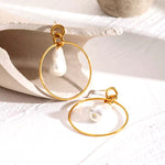 Circle Glass Pearl Earrings