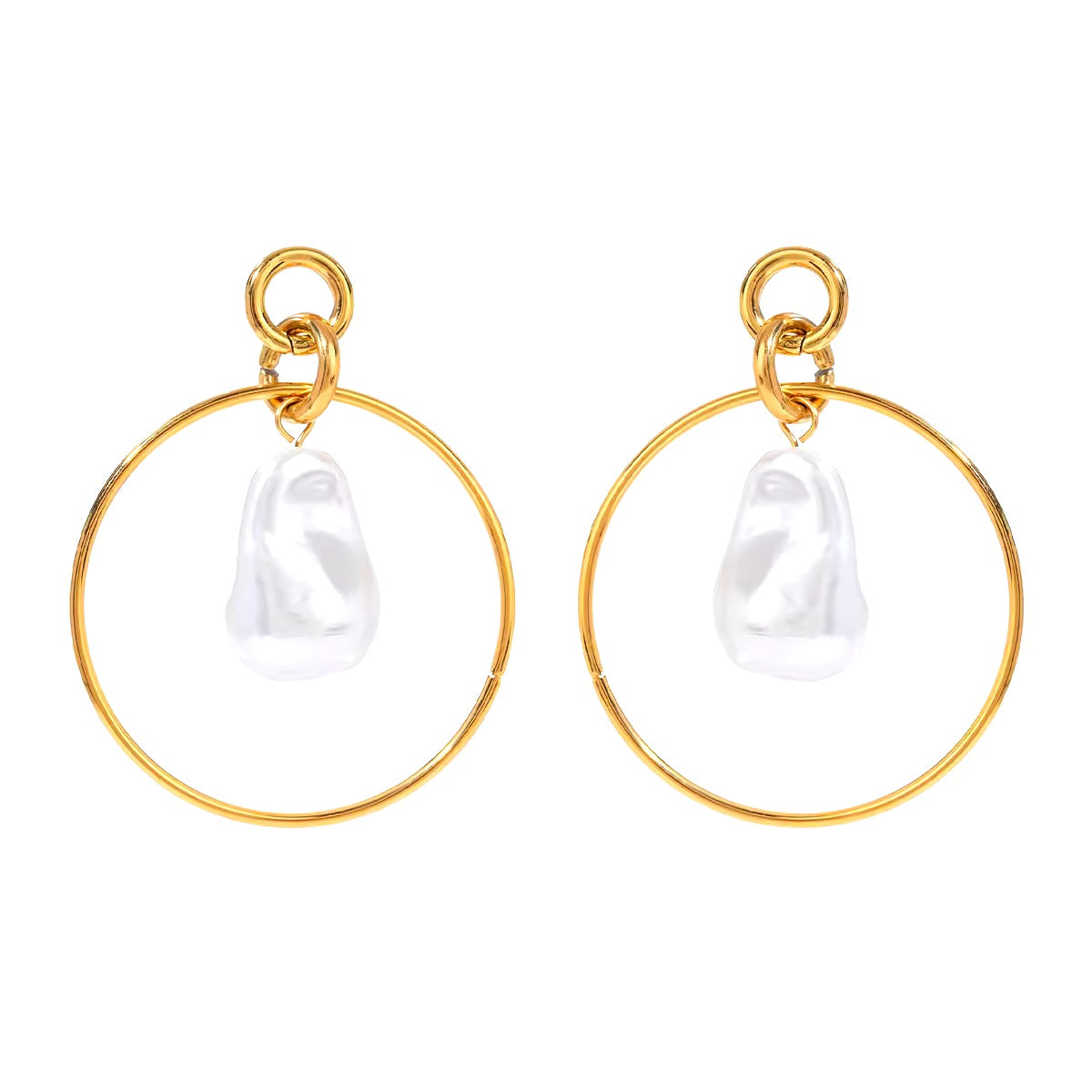 Circle Glass Pearl Earrings
