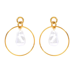 Circle Glass Pearl Earrings