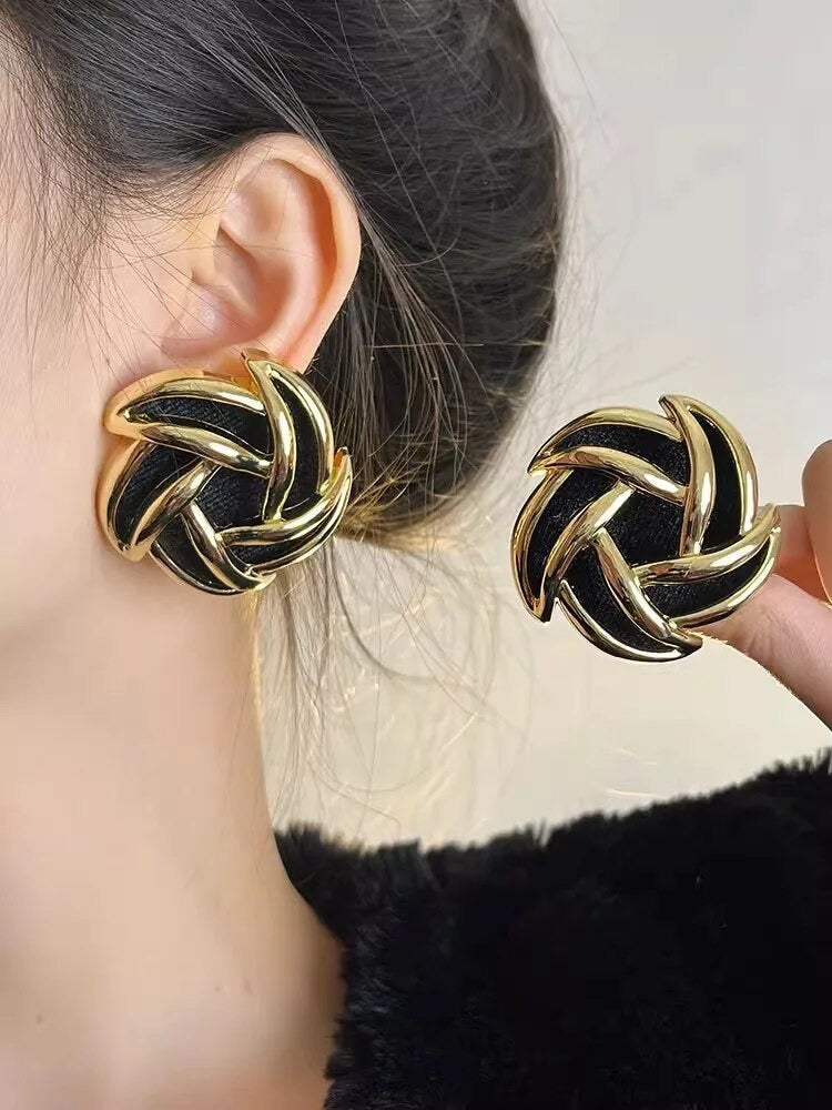 Spiral Black Velvet Earrings