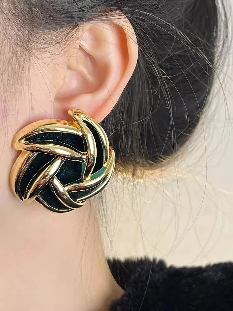 Spiral Black Velvet Earrings
