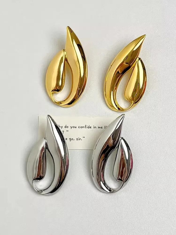 Glossy Leaf Geometric Earrings