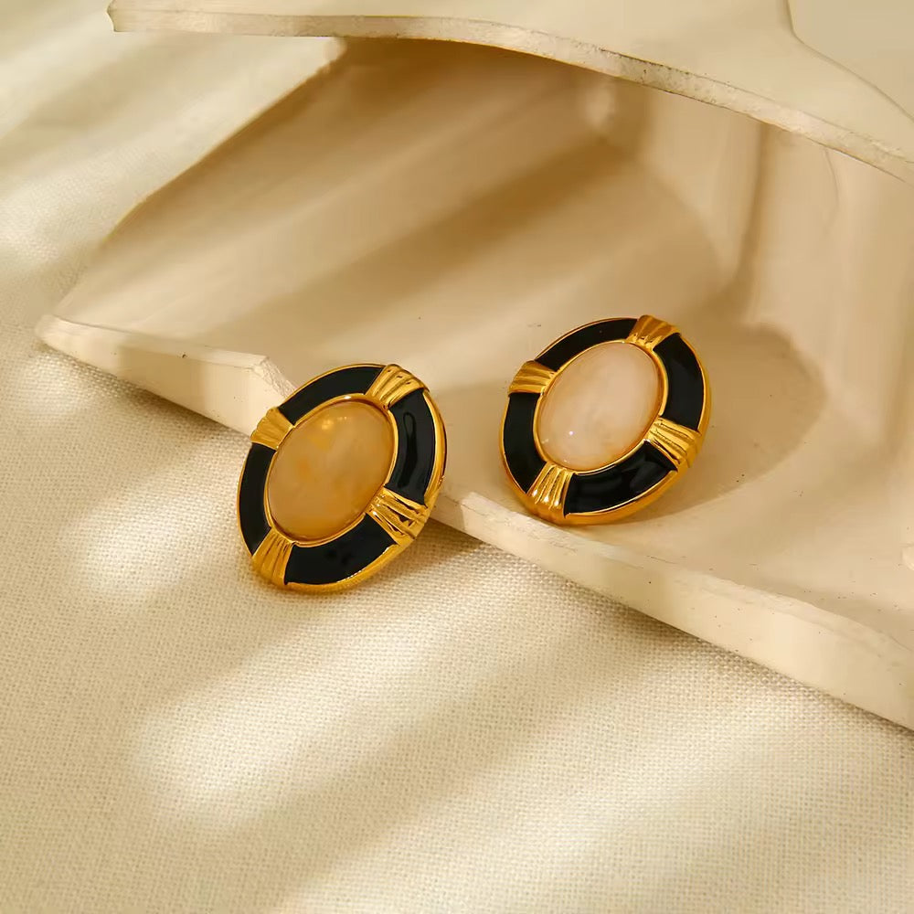 Natural Black Stone Earrings