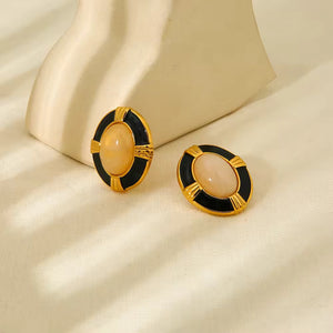 Natural Black Stone Earrings
