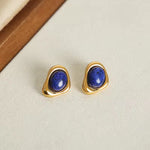 Blue stone stud earrings