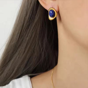 Blue stone stud earrings