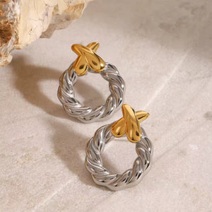 X-Shape Twisted Circle Earrings