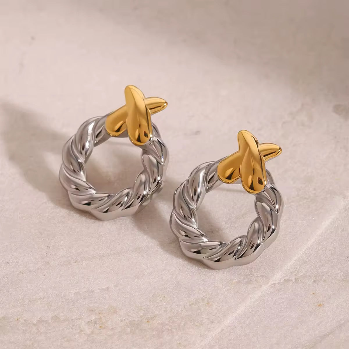 X-Shape Twisted Circle Earrings