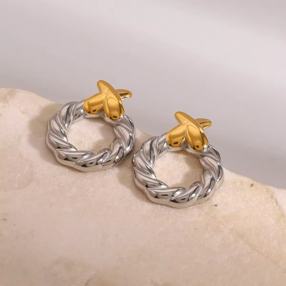 X-Shape Twisted Circle Earrings