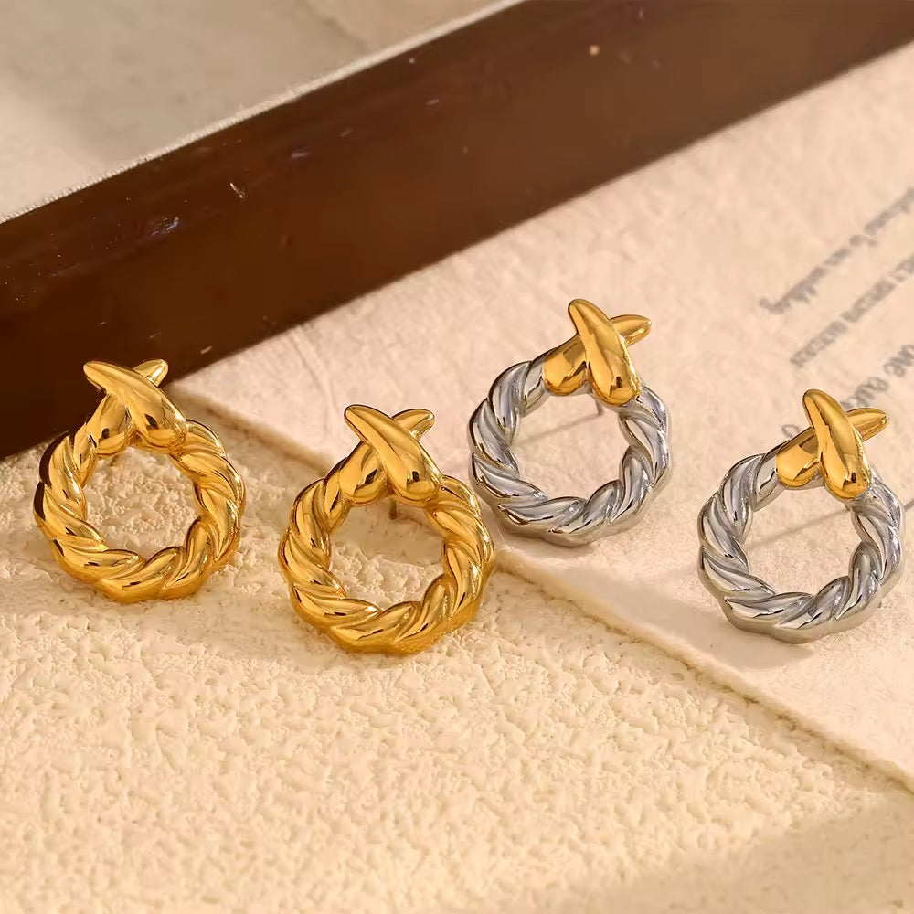 X-Shape Twisted Circle Earrings