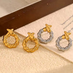 X-Shape Twisted Circle Earrings