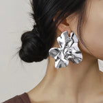 Metal Pleated Large Earrings