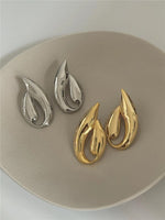 Vintage Metal Glossy Leaf Earrings