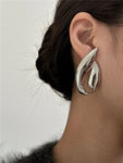 Vintage Metal Glossy Leaf Earrings