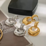 Striped Round Earrings