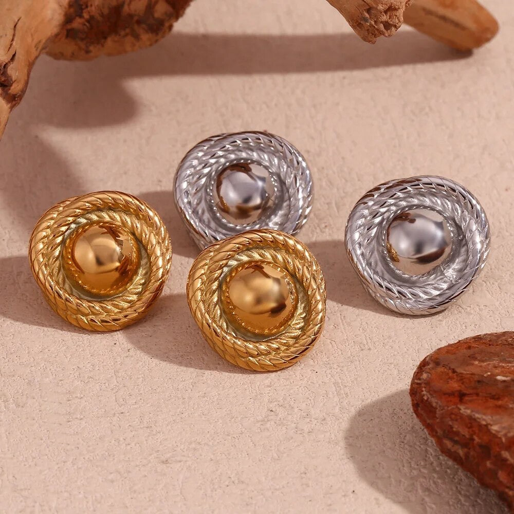 Round Twists Button Earrings