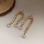 tassel dangle Pearl earrings