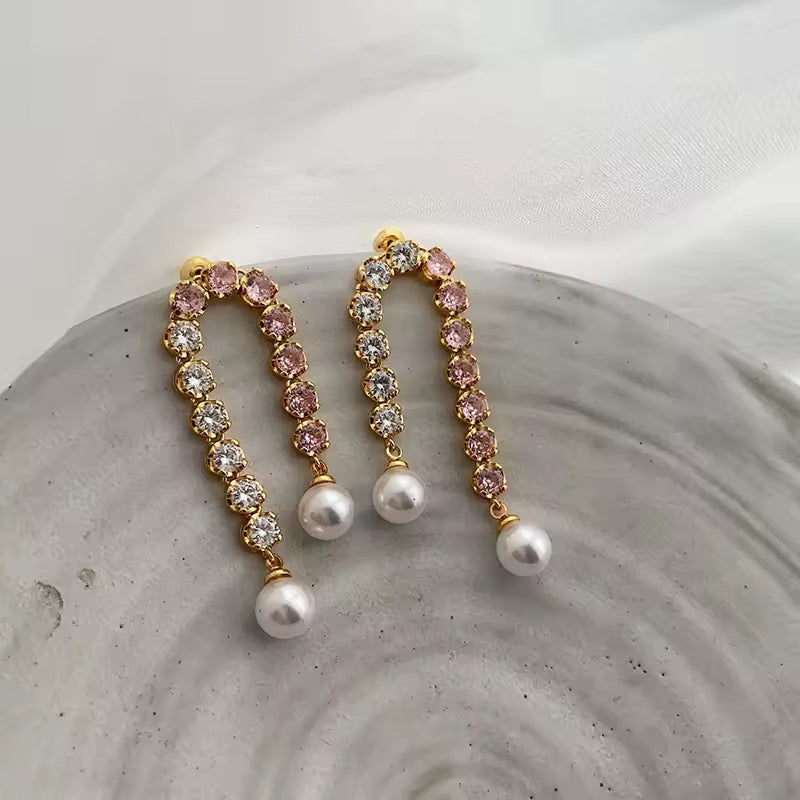 tassel dangle Pearl earrings
