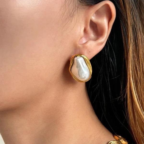 Pearl stud earrings