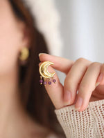 tassel half moon Earrings