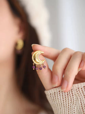 tassel half moon Earrings