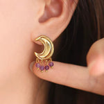 tassel half moon Earrings