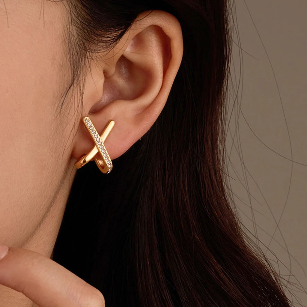 X shape stud earrings