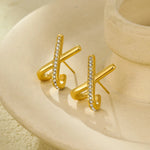 X shape stud earrings