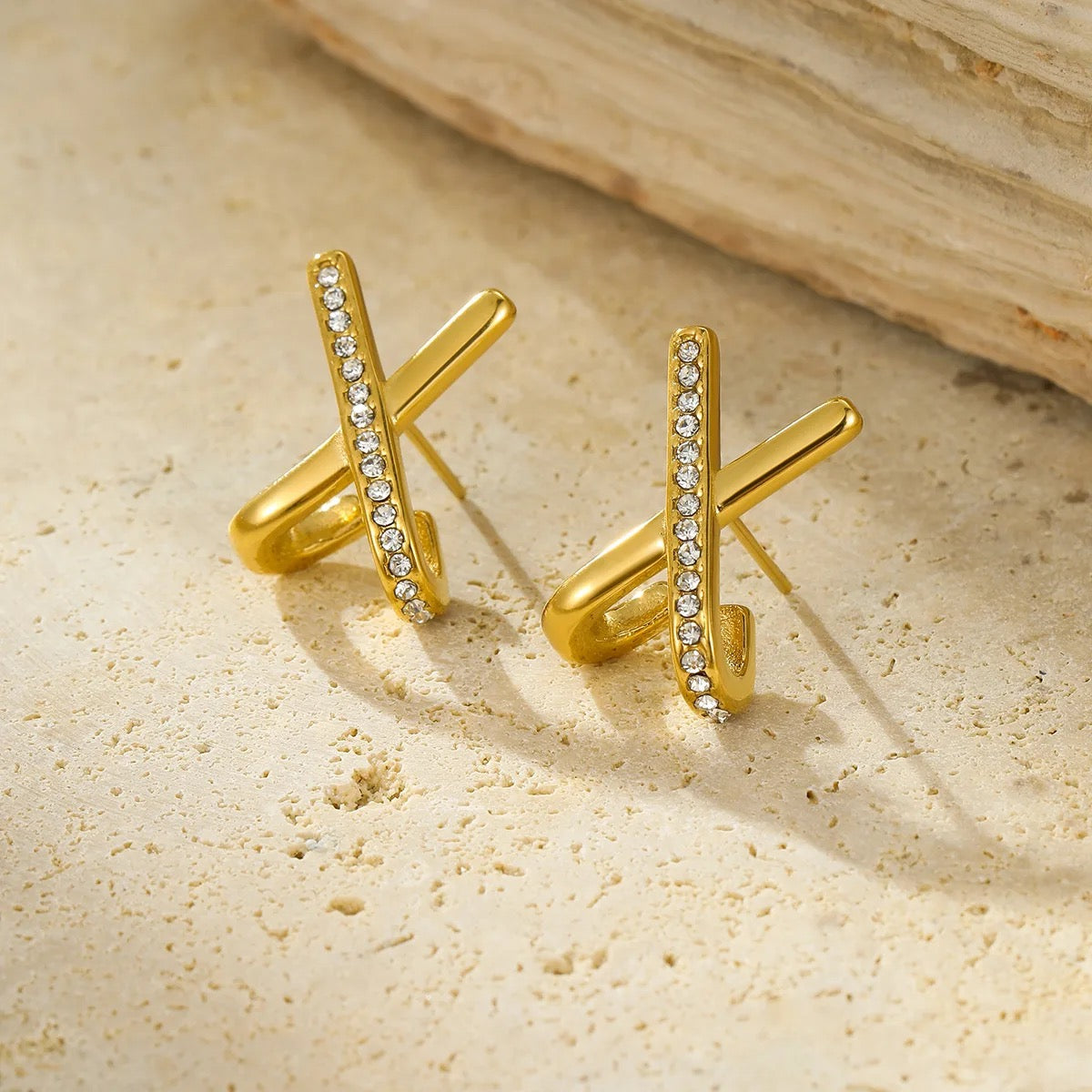 X shape stud earrings
