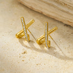 X shape stud earrings
