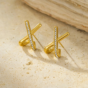 X shape stud earrings