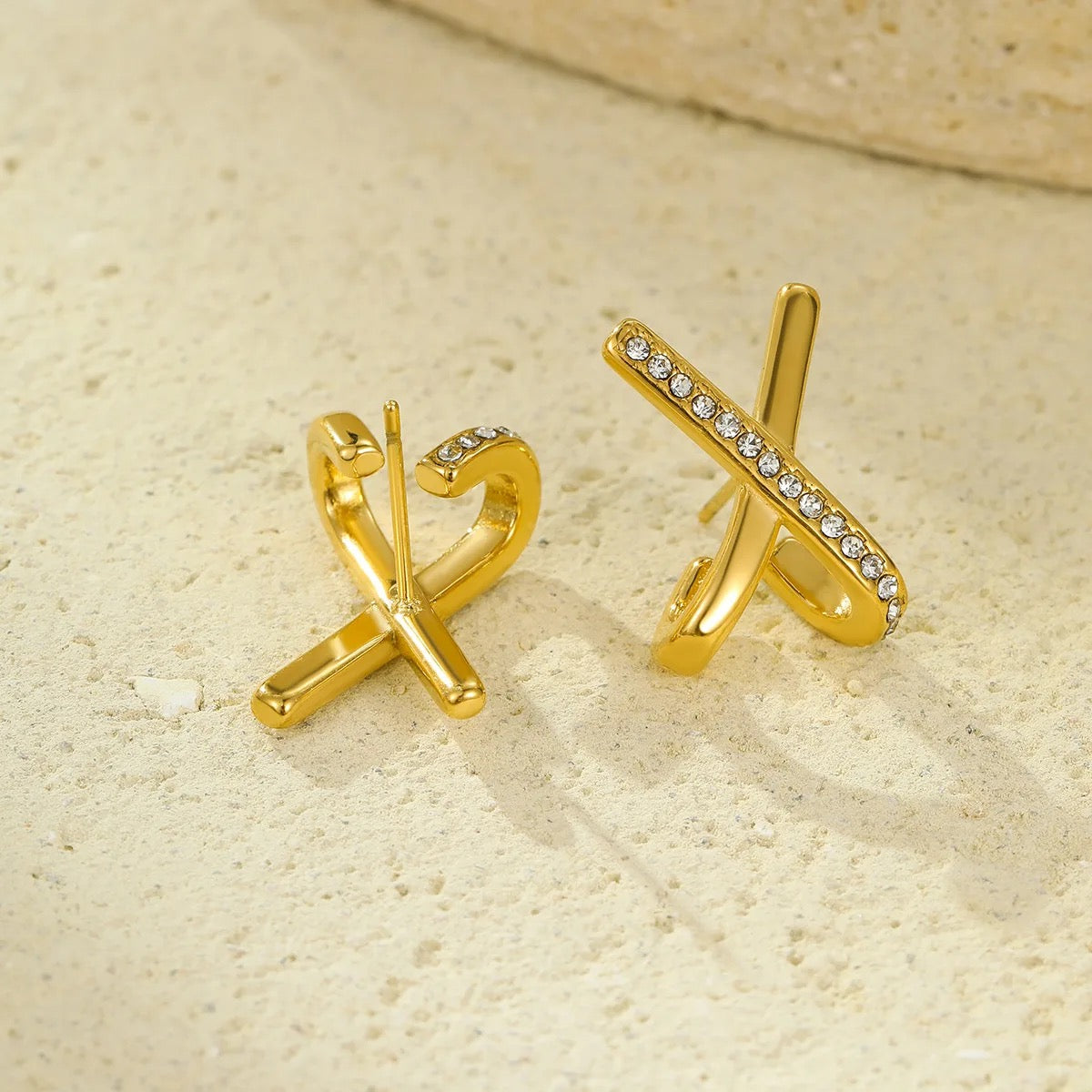 X shape stud earrings