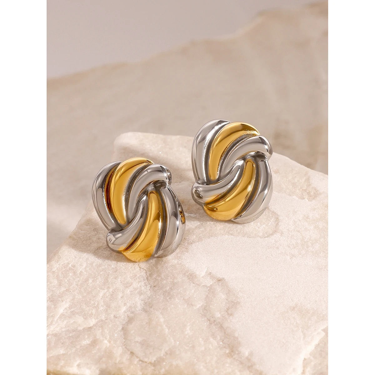 Silver Gold Mixed Earrings